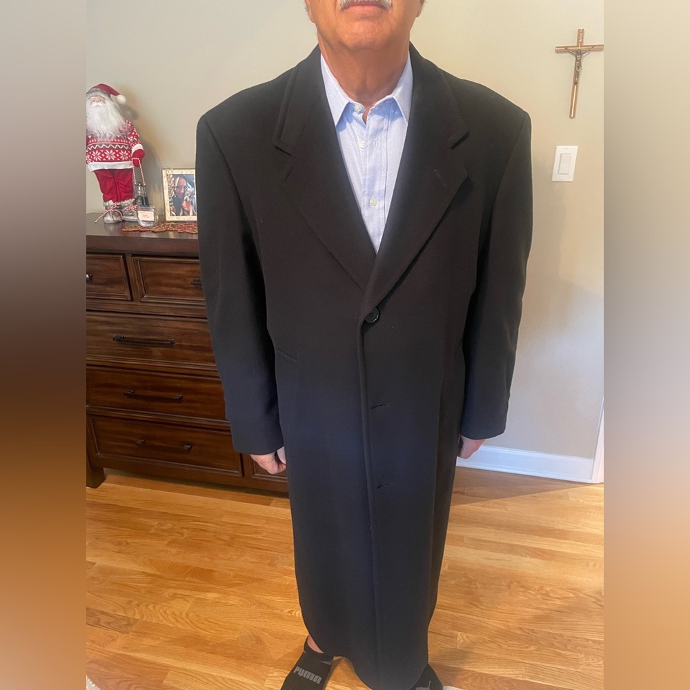 Hart Schaffner Marx Black Wool Coat Size 46